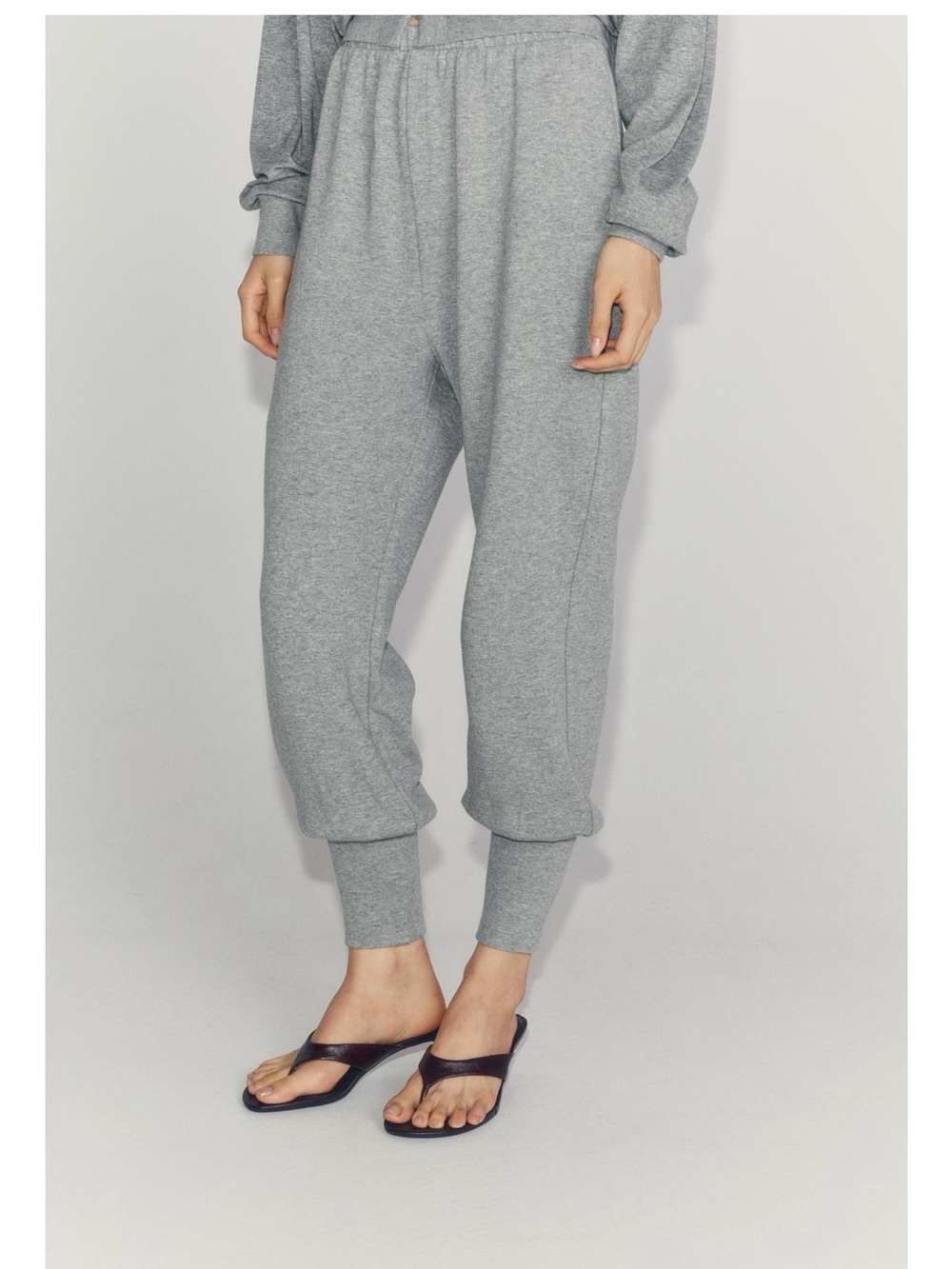 Zara Grey Ribbed Cuff Jogger Pants